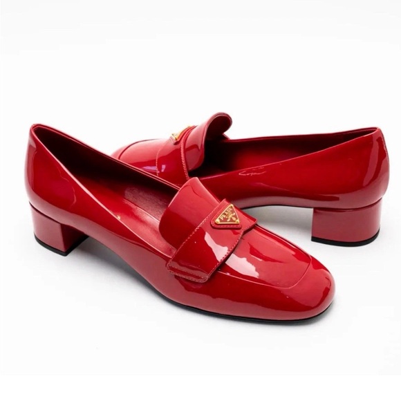 Prada Shoes - PRADA Women’s Triangle Logo patent Leather Pumps Loafers